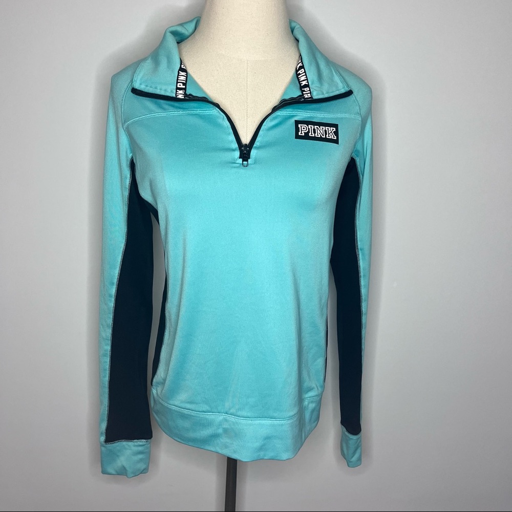 PINK VICTORIA’S SECRET Pink Ultimate Mint Blue Green Half Zip Pullover Small